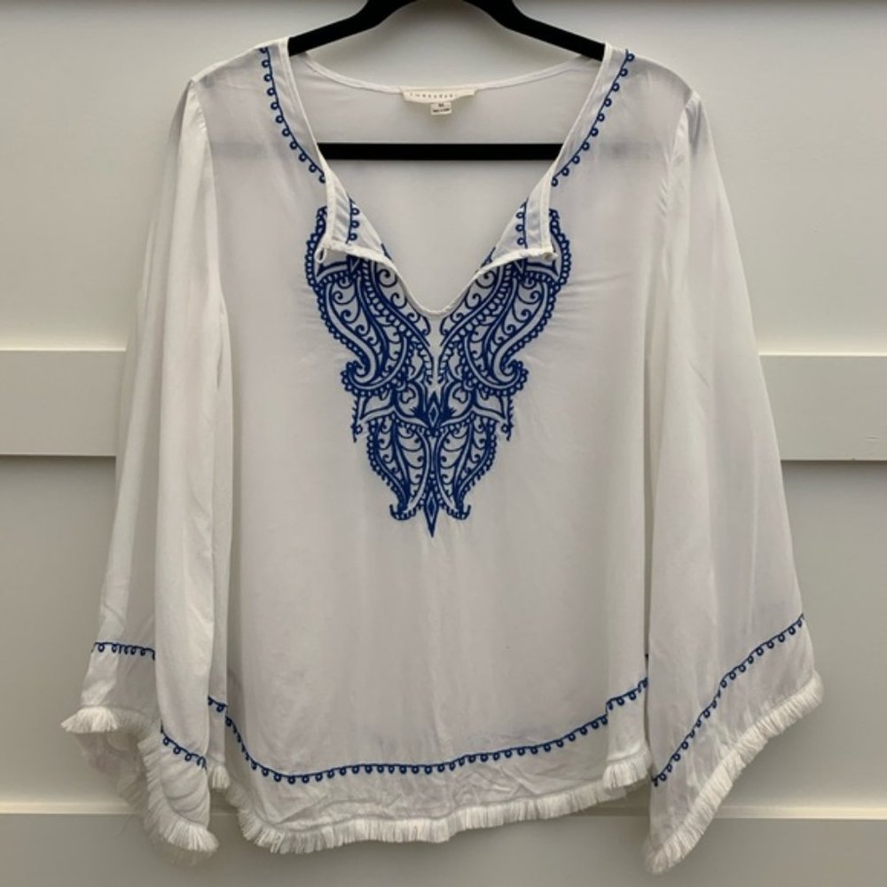 Boho Love Stitch Embroidered Fringe Festival Top